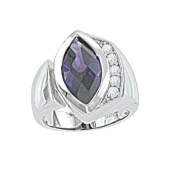 Damenring mit Amethyst und Zirkonia 