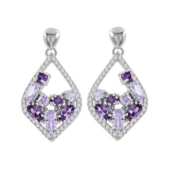 Ohrstecker rhodiniert mit Amethyst 