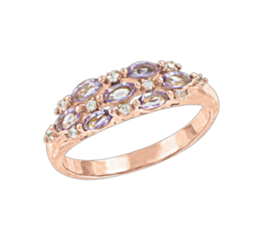 Damenring mit Amethyst und Zirkonia 