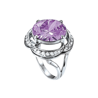 Damenring mit Amethyst und Zirkonia 