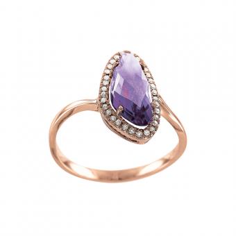 Damenring mit Amethyst und Brillanten 