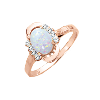 Damenring mit Opal und Zirkonia 