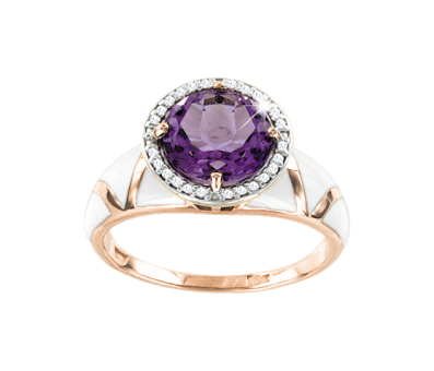 Damenring mit Amethyst und Zirkonia 