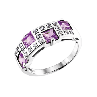 Damenring mit Amethyst und Zirkonia 