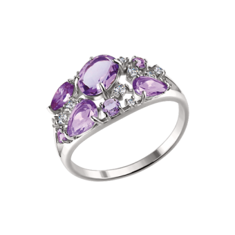 Damenring mit Amethyst und Zirkonia 