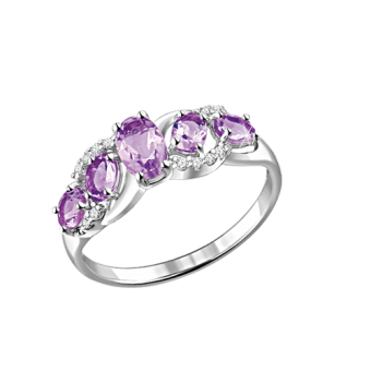 Damenring mit Amethyst und Zirkonia 