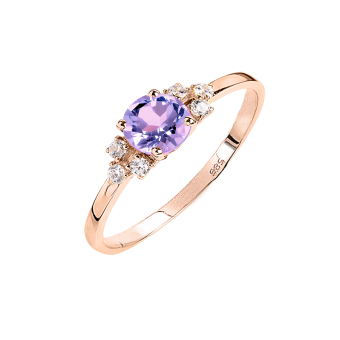 Damenring mit Amethyst und Zirkonia 